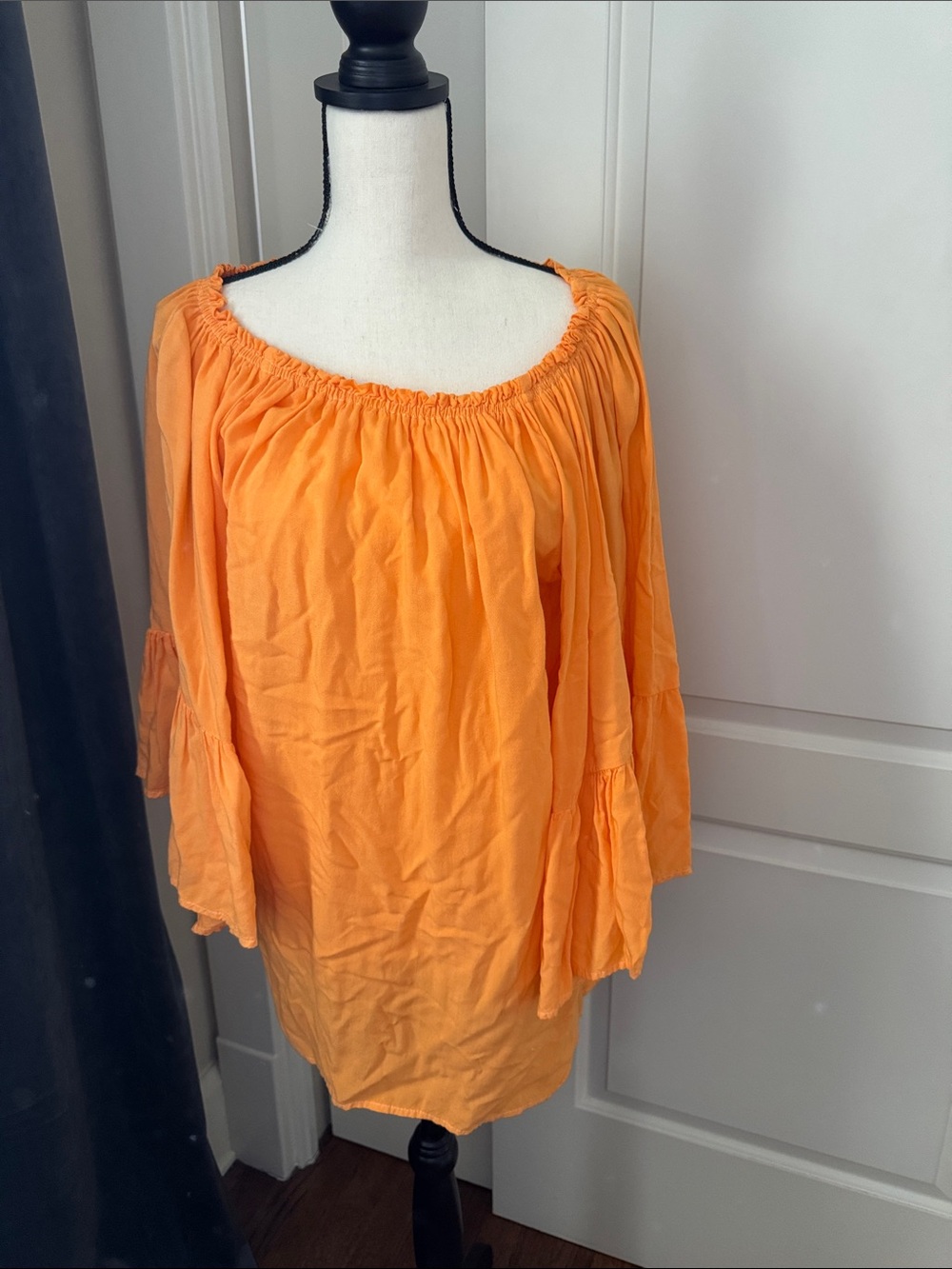 Women's Off-Shoulder Orange Peasant Top